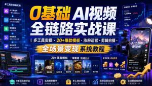 0基础AI视频全链路实战课｜多工具实操・20+爆款模板・涨粉运营・剪辑拍摄・全场景变现系统教程-任任的小木屋 - 热点知汇