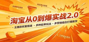 淘宝从0到爆实战2.0:主推款权重搭建,多种起单玩法,多营销组合打爆教学-任任的小木屋 - 热点知汇