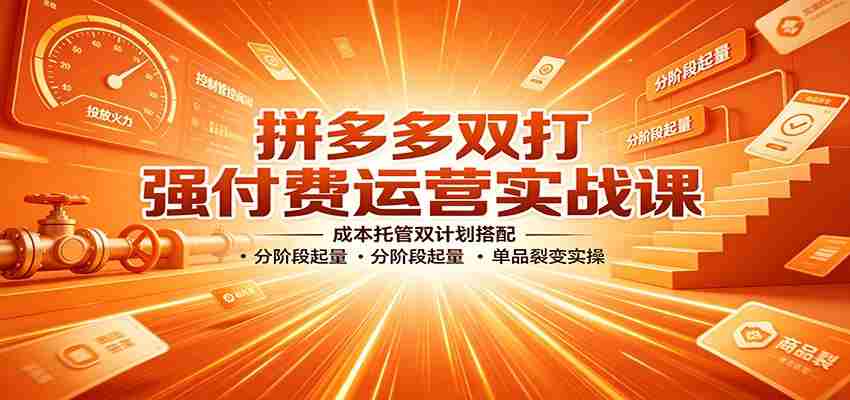 拼多多双打强付费运营实战课：成本托管双计划搭配，分阶段起量，单品裂变实操-任任的小木屋 - 热点知汇
