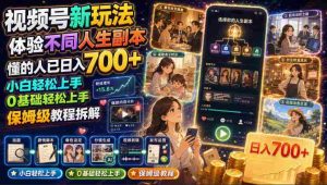 视频号新玩法体验不同人生副本，懂的人已日入700+，小白轻松上手，0基础轻松上手，保姆级教程拆解-任任的小木屋 - 热点知汇