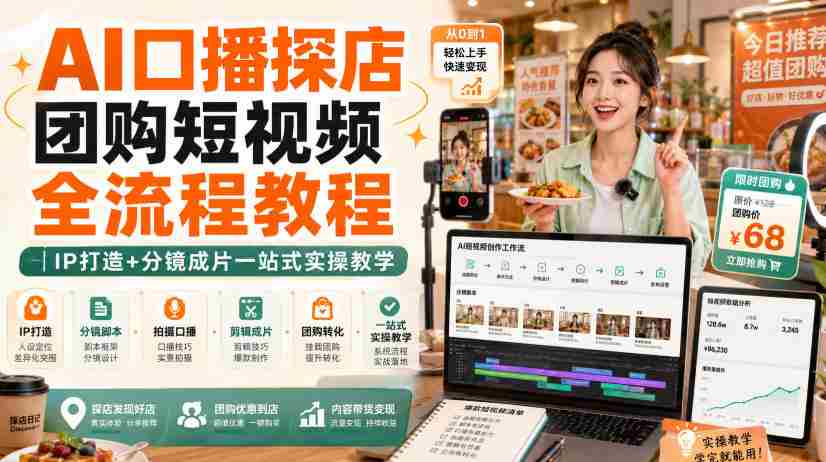 AI口播探店团购短视频全流程教程|IP打造+分镜成片一站式实操教学-任任的小木屋 - 热点知汇