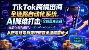 TikTok跨境出海全链路自动化系统，AI降维打击全球蓝海选品自动化套利闭环，从账号起号到变现回款全流程落地（2026年7月）-任任的小木屋 - 热点知汇
