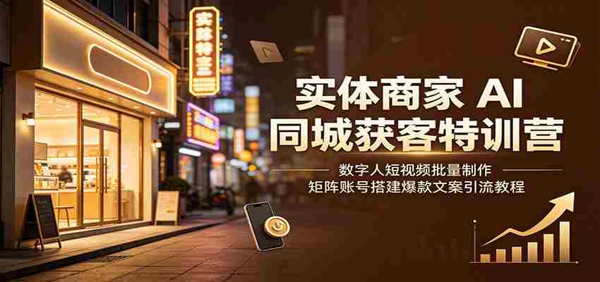 实体商家AI同城获客特训营：数字人短视频批量制作，矩阵账号搭建爆款文案引流教程-任任的小木屋 - 热点知汇