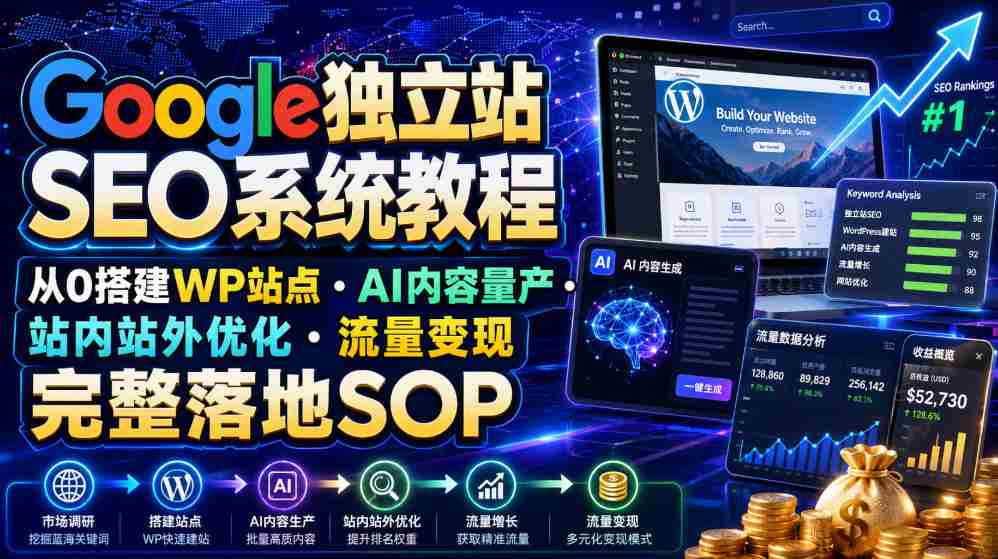 Google独立站SEO系统教程，从0搭建WP站点・AI内容量产・站内站外优化・流量变现完整落地SOP（2026年7月）-任任的小木屋 - 热点知汇