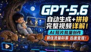GPT-5.6自动生成＋拼接完整视频详解，AI短片批量创作，抓住流量迅速变现！-任任的小木屋 - 热点知汇