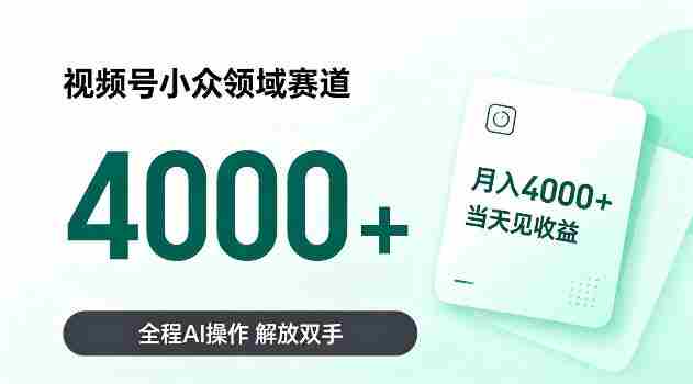 视频号小众领域赛道，月入4k＋当天见收益，全程Ai操作，解放双手！【揭秘】-任任的小木屋 - 热点知汇