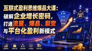 互联式盈利思维爆品大课:破解企业增长密码,打通流量、爆品、裂变与平台化盈利新模式-任任的小木屋 - 热点知汇