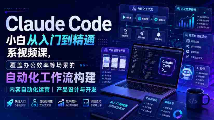 Claude Code小白从入门到精通系视频课，覆盖办公效率等场景的自动化工作流构建|内容自动化运营|产品设计与开发-任任的小木屋 - 热点知汇