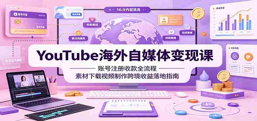 YouTube海外自媒体变现课：账号注册收款全流程，素材下载视频制作跨境收益落地指南-任任的小木屋 - 热点知汇