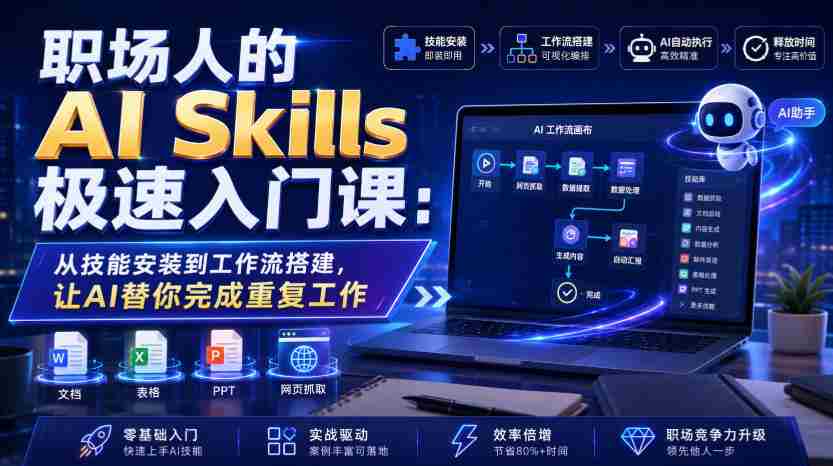 职场人的AI Skills极速入门课：从技能安装到工作流搭建，让AI替你完成重复工作-任任的小木屋 - 热点知汇