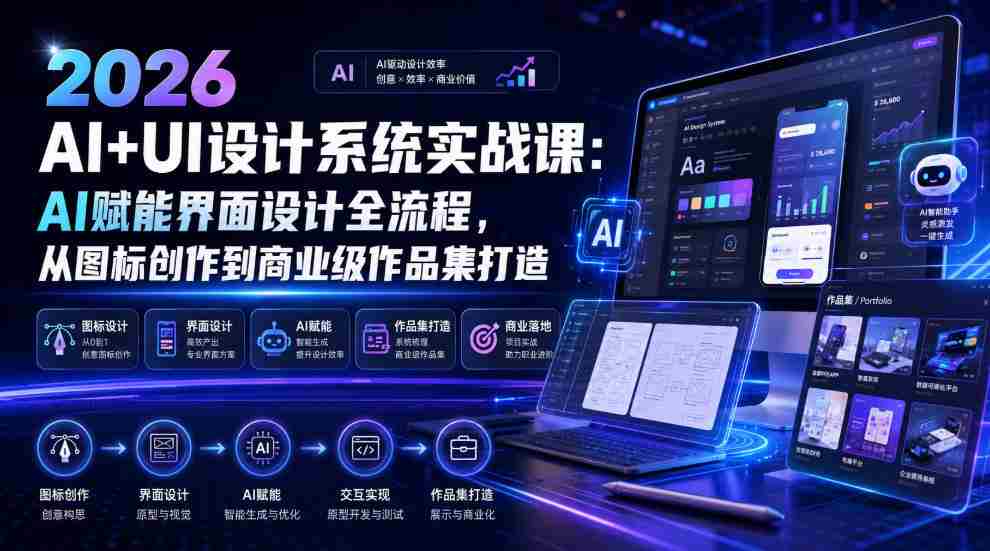 2026 AI+UI设计系统实战课：AI赋能界面设计全流程，从图标创作到商业级作品集打造-任任的小木屋 - 热点知汇