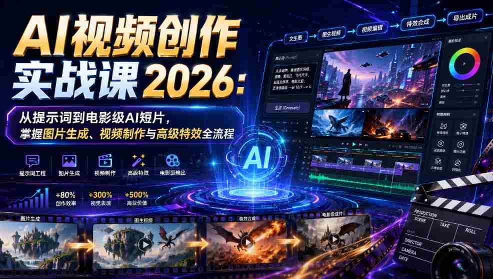 AI视频创作实战课2026：从提示词到电影级AI短片，掌握图片生成、视频制作与高级特效全流程-任任的小木屋 - 热点知汇