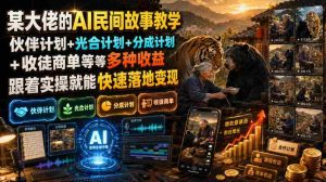 某大佬的AI民间故事教学，伙伴计划+光合计划+分成计划+收徒商单等多种收益，跟着实操就能快速落地变现-任任的小木屋 - 热点知汇