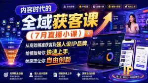 内容时代的全域获客课(7月直播小课),从高效精准获客到强人设IP品牌,给模版帮你快速上手,给原理让你自由创新-任任的小木屋 - 热点知汇