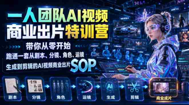 一人团队AI视频商业出片实战课：带你从零开始跑通一套从剧本、分镜、角色、运镜、生成到剪辑的AI视频商业出片SOP-任任的小木屋 - 热点知汇