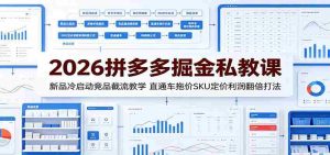 2026拼多多掘金私教课：新品冷启动竞品截流教学，直通车拖价SKU定价利润翻倍打法-任任的小木屋 - 热点知汇