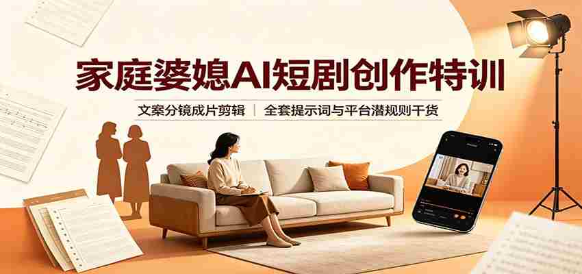 家庭婆媳AI短剧创作特训:文案分镜成片剪辑,全套提示词与平台潜规则干货-任任的小木屋 - 热点知汇