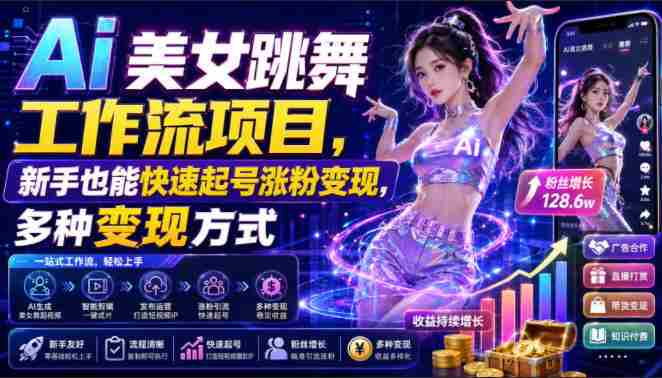 Ai美女跳舞工作流项目，新手也能快速起号涨粉变现，多种变现方式-任任的小木屋 - 热点知汇