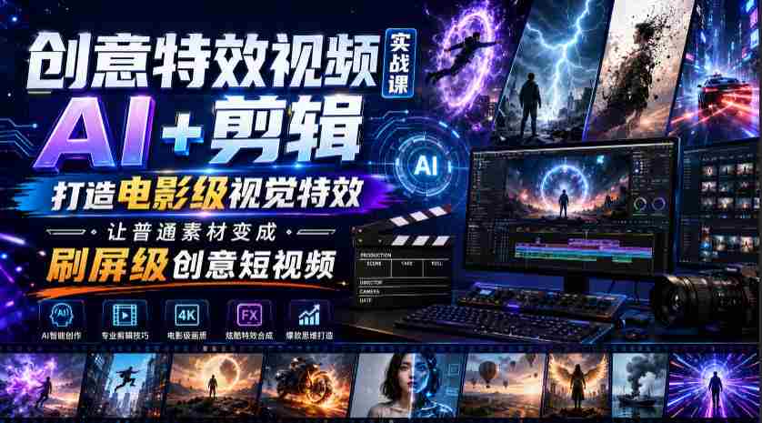 创意特效视频实战课，AI+剪辑打造电影级视觉特效，让普通素材变成刷屏级创意短视频-任任的小木屋 - 热点知汇