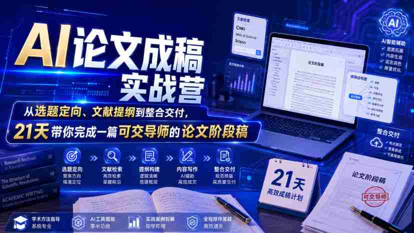 AI论文成稿实战营，从选题定向、文献提纲到整合交付，21天带你完成一篇可交导师的论文阶段稿-任任的小木屋 - 热点知汇