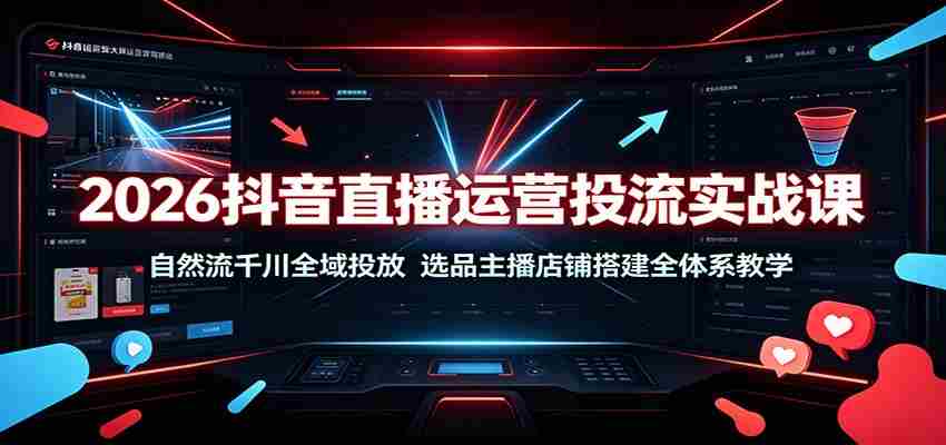 2026抖音直播运营投流实战课:自然流千川全域投放,选品主播店铺搭建全体系教学-任任的小木屋 - 热点知汇