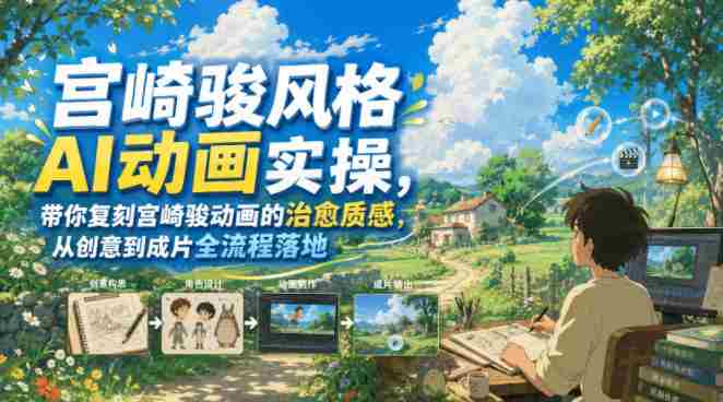宫崎骏风格AI动画实操，带你复刻宫崎骏动画的治愈质感，从创意到成片全流程落地-任任的小木屋 - 热点知汇