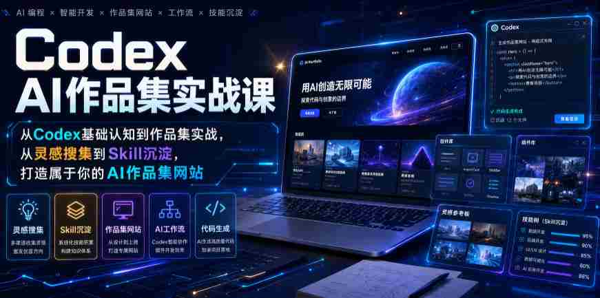 Codex AI作品集实战课，从Codex基础认知到作品集实战，从灵感搜集到Skill沉淀，打造属于你的AI作品集网站-任任的小木屋 - 热点知汇