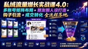 私域流量增长实战课4.0：多账号矩阵布局+朋友圈人设打造+钩子引流+成交转化全流程落地-任任的小木屋 - 热点知汇