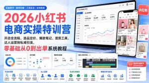 2026小红书电商实操特训营|开店全流程、选品定价、爆款笔记、混剪工具、达人运营到私域引流,零基础从0到出单系统教程-任任的小木屋 - 热点知汇
