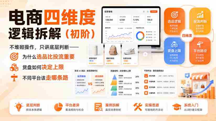 电商四维度逻辑拆解（初阶）不堆砌操作，只讲底层判断——为什么选品比投流重要、货盘如何决定上限、不同平台该走哪条路-任任的小木屋 - 热点知汇