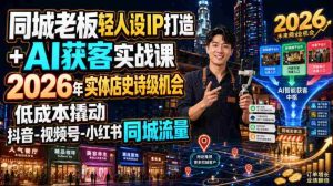 同城老板轻人设IP打造+AI获客实战课，2026年实体店史诗级机会，低成本撬动抖音-视频号-小红书同城流量-任任的小木屋 - 热点知汇