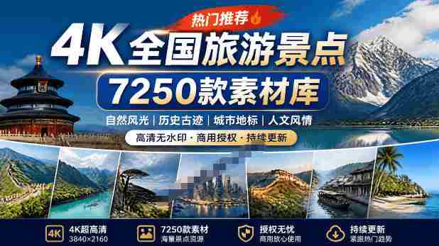 热门全国旅游风景素材！4K全国旅游景点素材库，7250款素材，旅行达人城市航拍风景风光高清短视频-任任的小木屋 - 热点知汇