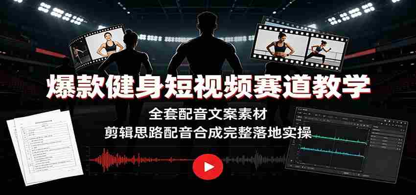 爆款健身短视频赛道教学:全套配音文案素材,剪辑思路配音合成完整落地实操-任任的小木屋 - 热点知汇