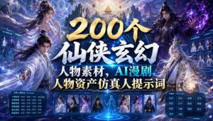 200个仙侠玄幻人物素材,AI漫剧人物资产仿真人提示词-任任的小木屋 - 热点知汇