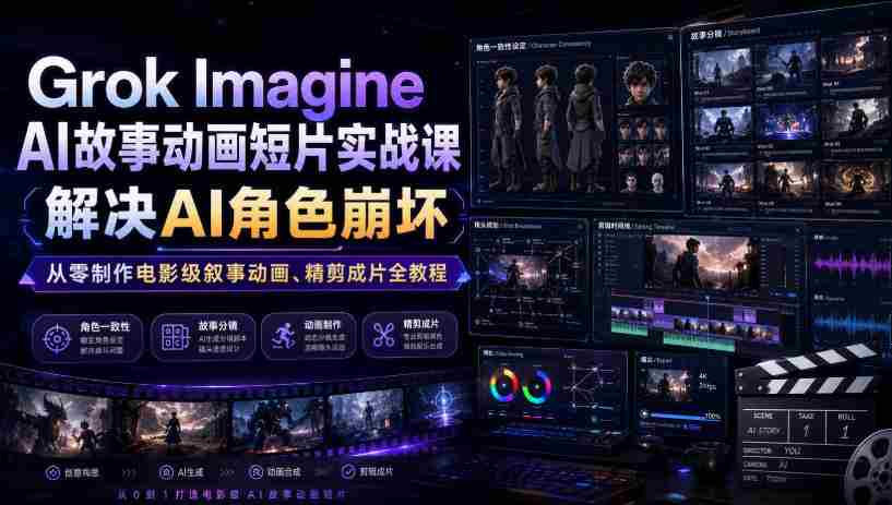 Grok Imagine AI故事动画短片实战课｜解决AI角色崩坏，从零制作电影级叙事动画、精剪成片全教程（中英字幕）-任任的小木屋 - 热点知汇