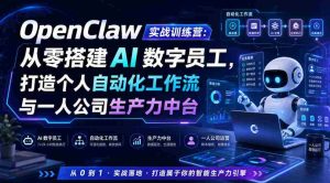 OpenClaw实战训练营:从零搭建AI数字员工,打造个人自动化工作流与一人公司生产力中台-任任的小木屋 - 热点知汇