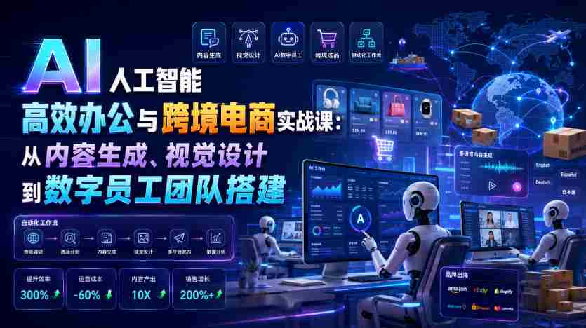 AI人工智能高效办公与跨境电商实战课：从内容生成、视觉设计到数字员工团队搭建-任任的小木屋 - 热点知汇