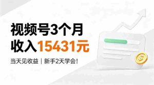 视频号3个月收入15431元，当天见收益，新手2天学会！【揭秘】-任任的小木屋 - 热点知汇