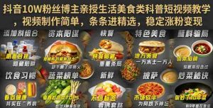 抖音10W粉丝博主亲授生活美食类科普短视频教学，视频制作简单，条条进精选，稳定涨粉变现-任任的小木屋 - 热点知汇