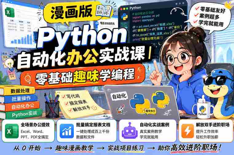 漫画版Python自动化办公实战课｜零基础趣味学编程，全场景办公提效、批量搞定报表文档、解放双手进阶职场-任任的小木屋 - 热点知汇