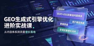 GEO生成式引擎优化进阶实战课｜EEAT+DSS双驱动内容体系、用户模型搭建、数据复盘、全域流量增长闭环落地教程-任任的小木屋 - 热点知汇