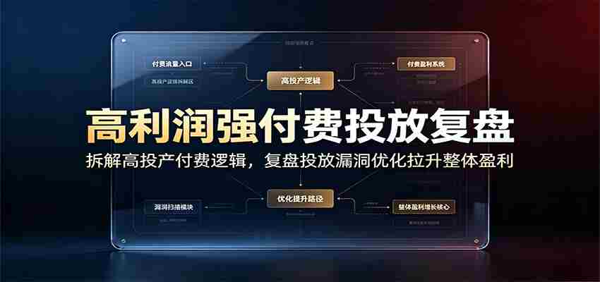 高利润强付费投放复盘：拆解高投产付费逻辑，复盘投放漏洞优化拉升整体盈利-任任的小木屋 - 热点知汇