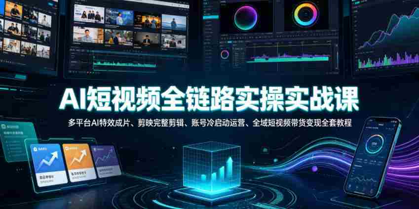 AI短视频全链路实操实战课|多平台AI特效成片、剪映完整剪辑、账号冷启动运营、全域短视频带货变现全套教程-任任的小木屋 - 热点知汇