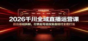 2026千川全域直播运营课:后台基础拆解,付费起号追投复盘赔付全套打法-任任的小木屋 - 热点知汇