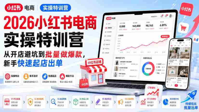 2026小红书电商实操特训营，从开店避坑到批量做爆款，新手快速起店出单-任任的小木屋 - 热点知汇