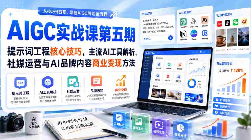 刺猬星球·AIGC实战课第五期，提示词工程核心技巧，主流AI工具解析，社媒运营与AI品牌内容商业变现方法-任任的小木屋 - 热点知汇