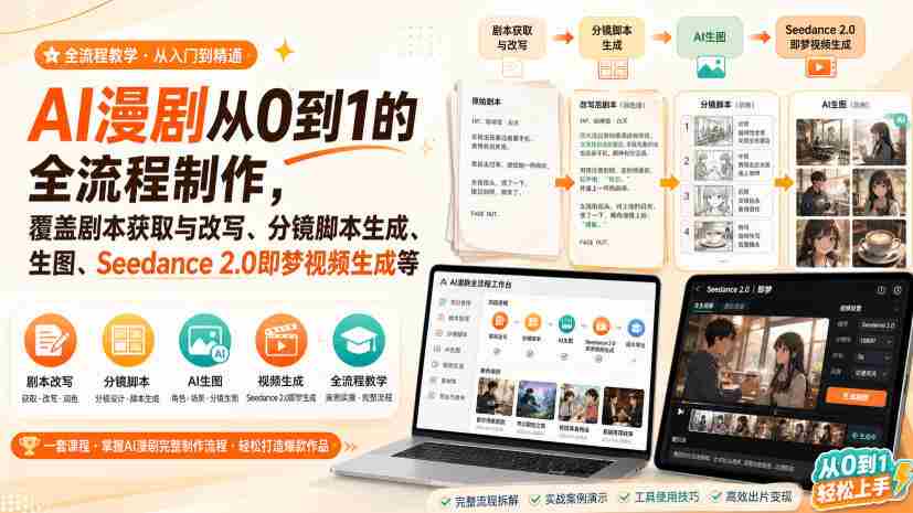 AI漫剧从0到1的全流程制作，覆盖剧本获取与改写、分镜脚本生成、角色场景生图与三视图、Seedance 2.0即梦视频生成（PDF版）-任任的小木屋 - 热点知汇