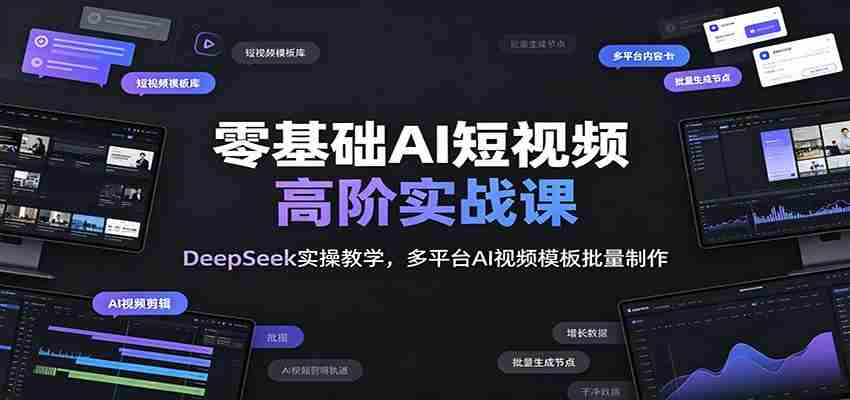 零基础AI短视频高阶实战课：DeepSeek实操教学，多平台AI视频模板批量制作-任任的小木屋 - 热点知汇
