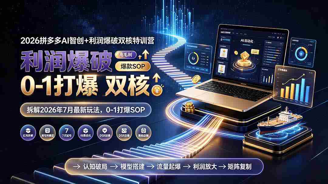 （19804期）2026拼多多AI智创+利润爆破双核特训营-更新：拆解2026年7月最新玩法，0-1打爆SOP-任任的小木屋 - 热点知汇