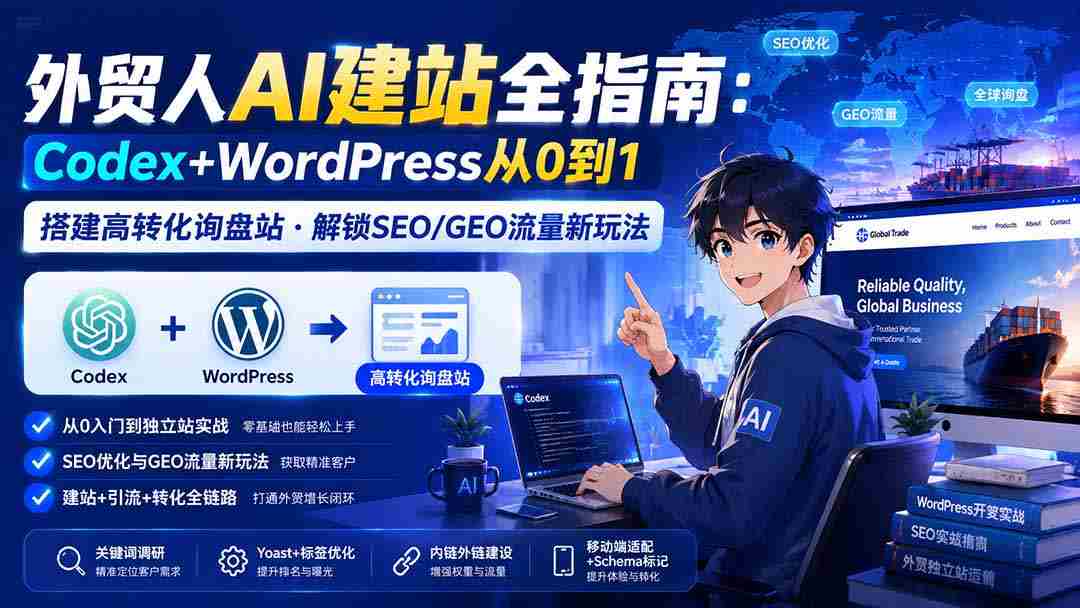 （19818期）外贸人AI建站全指南：Codex+WordPress从0到1·搭建高转化询盘站·解锁SEO/GEO流量新玩法-更新-任任的小木屋 - 热点知汇